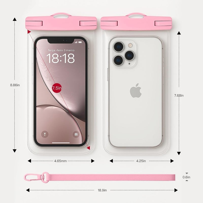 Criyar 1/2 Pack Waterproof Phone Pouch Compatible with iPhone 17 16 15 Pro Max & Galaxy S24+/S23 7in Waterproof Phone Case, IPX8 Beach Travel Must Haves, Beach Essentials, Peach Pink, 1 Pack - Image 1